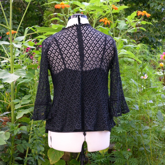 Hayden Black Lace, Lined, NWOT flare-sleeve top - Picture 2 of 4